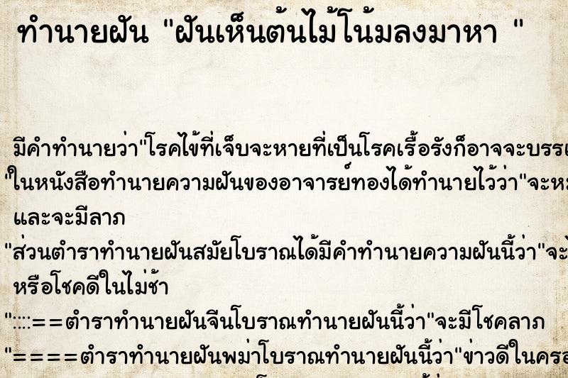 ทำนายฝันทำนายฝันฝันเห็นต้นไม้โน้มลงมาหา